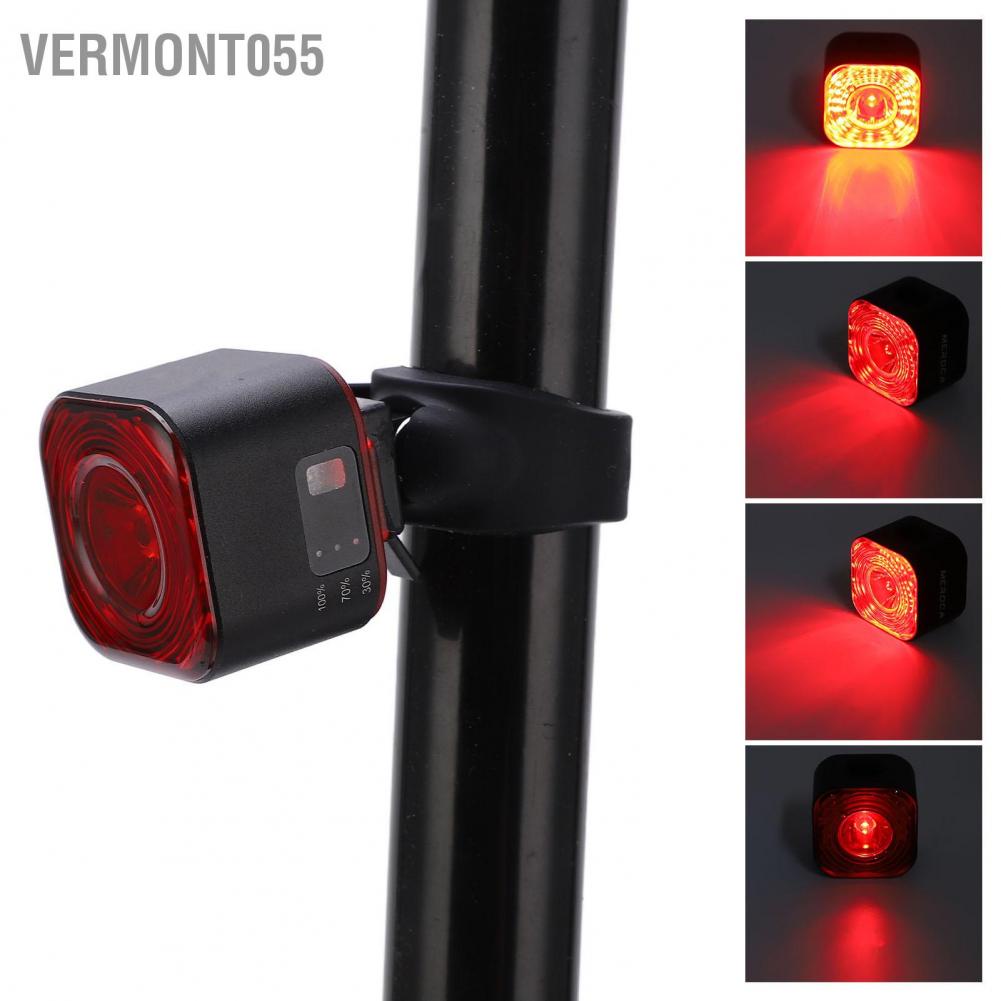 Vermont055 Smart Bike Tail Light IPX6 Waterproof USB Rechargeable Intelligent Induction Bicycle Rear for Mountain Road Bikes