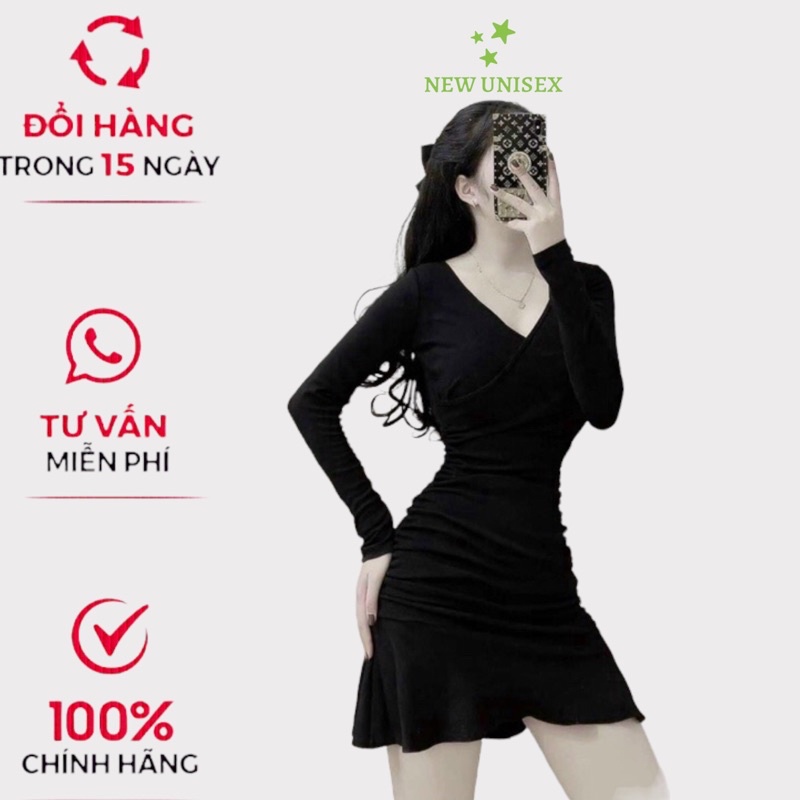 Đầm Body Đuôi Cá Cổ Tim Màu Đen Chất Thun Gân Co Giãn Tốt Mặc Đẹp Tôn Dáng [NEW UNISEX]