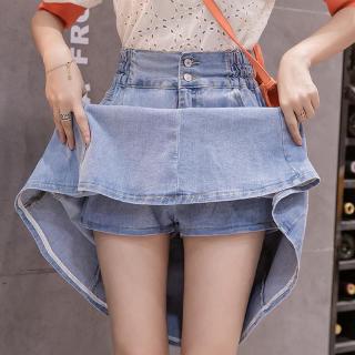 Chân Váy Denim Dài 40cm 60cm Dáng Chữ A Lưng Thun Cao Phong Cách Preppy Cho Nữ Sinh Trung Học