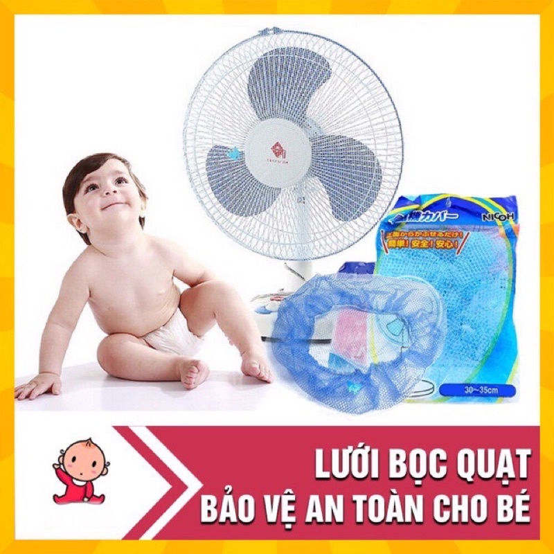 Lưới bọc quạt bảo vệ an toàn cho bé - Lưới chùm quạt chống bụi - mũ chùm quạt thông minh