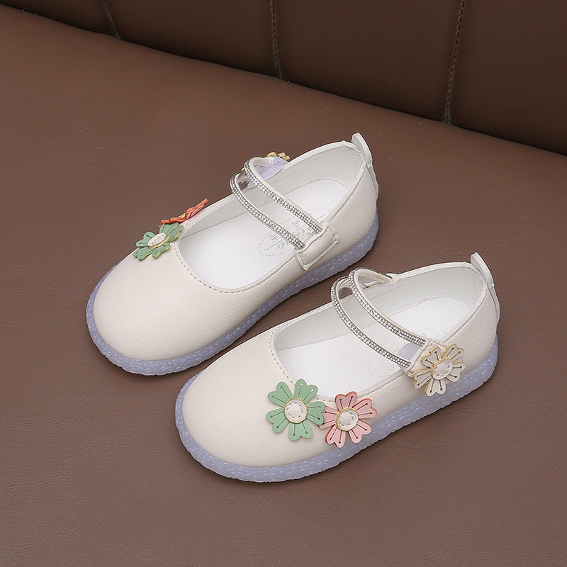 Giày búp bê da pu đính hoa kiểu dáng xinh xắn cho bé gái 1-6 tuổi