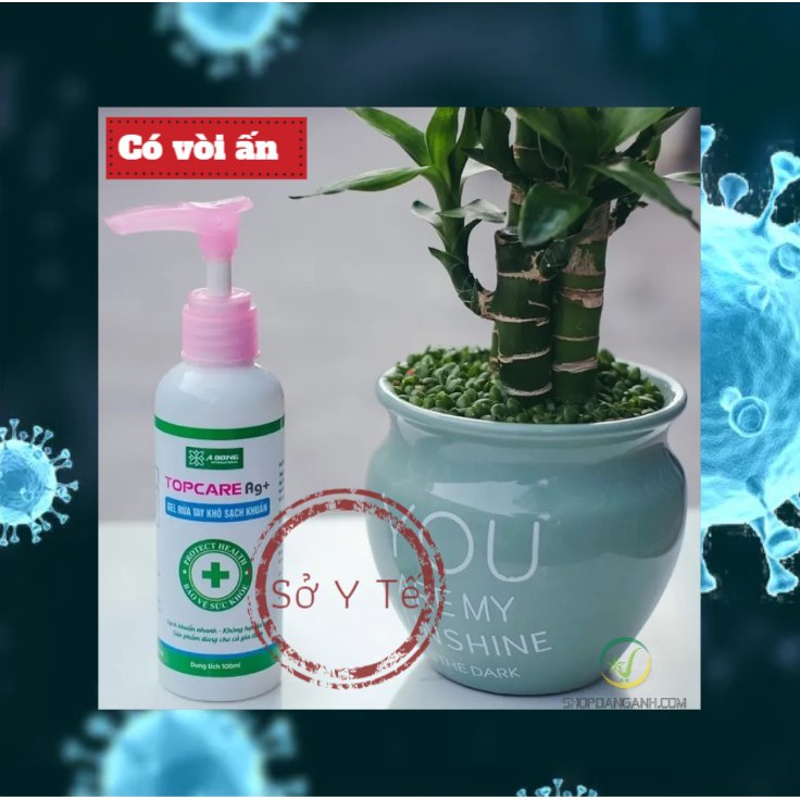 (THANH LÍ MÙA COVID)Gel Rửa Tay Khô Topcare Ag+ Đã Được Chứng Nhận Sở Y Tế Chai 100ml có Vòi nhấn