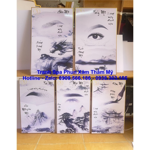 BỘ 5 TRANH TREO TƯỜNG CHÂN MÀY PHONG THUỶ CHO SPA THẨM MỸ VIỆN