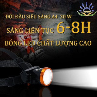 Đen pin đội đầu a4 sạc điện 1 đèn led