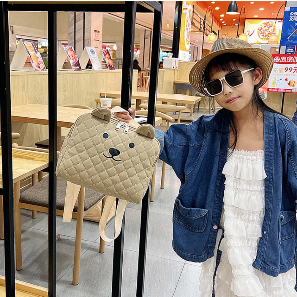 Balo đi học hình gấu cute cho bé chất liệu vải mềm có thể dùng đi học đi chơi du lịch có quai xách