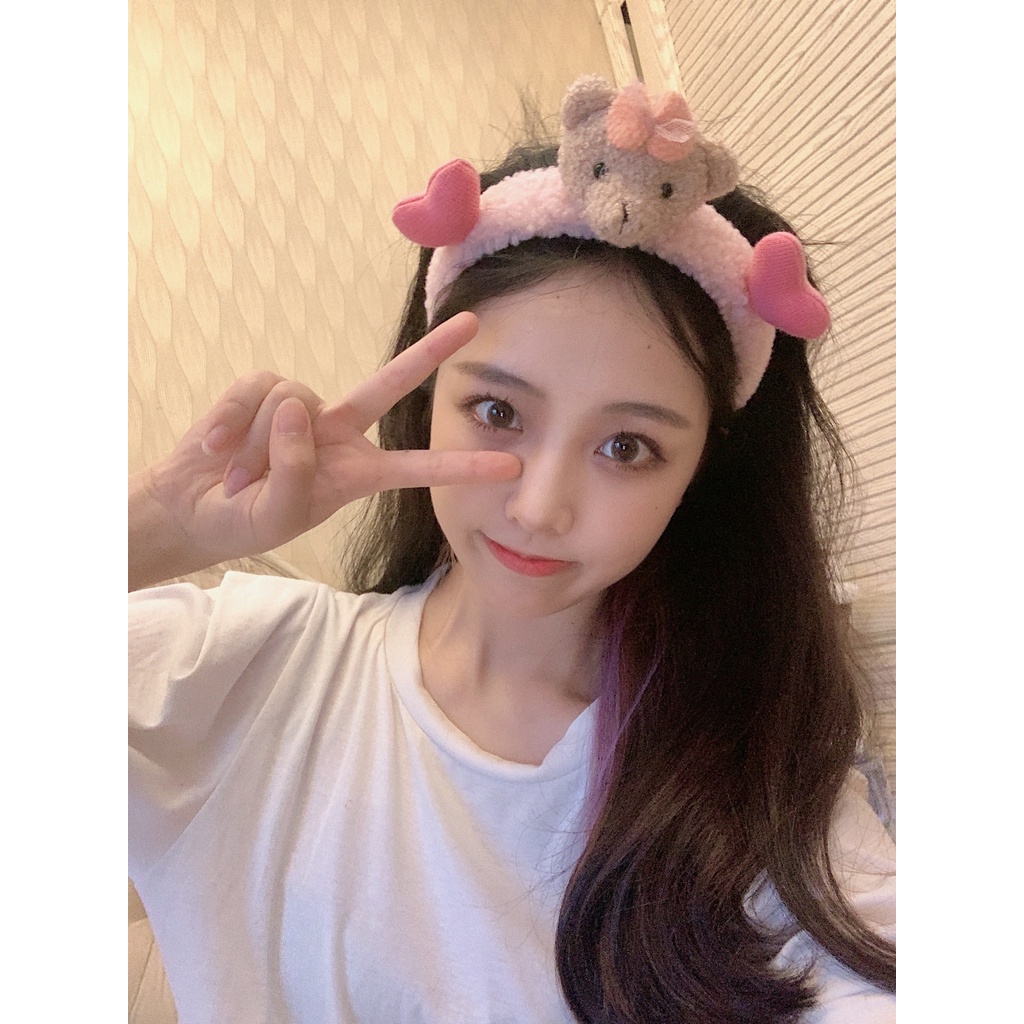 Bờm tóc , Băng Đô Rửa Mặt  gấu trái tim Hàn Quốc cute PT12