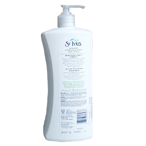 Dưỡng thể chiết xuất trái bơ St. Ives Daily Hydrating Body Lotion Vitamin E and Avocado 621ml