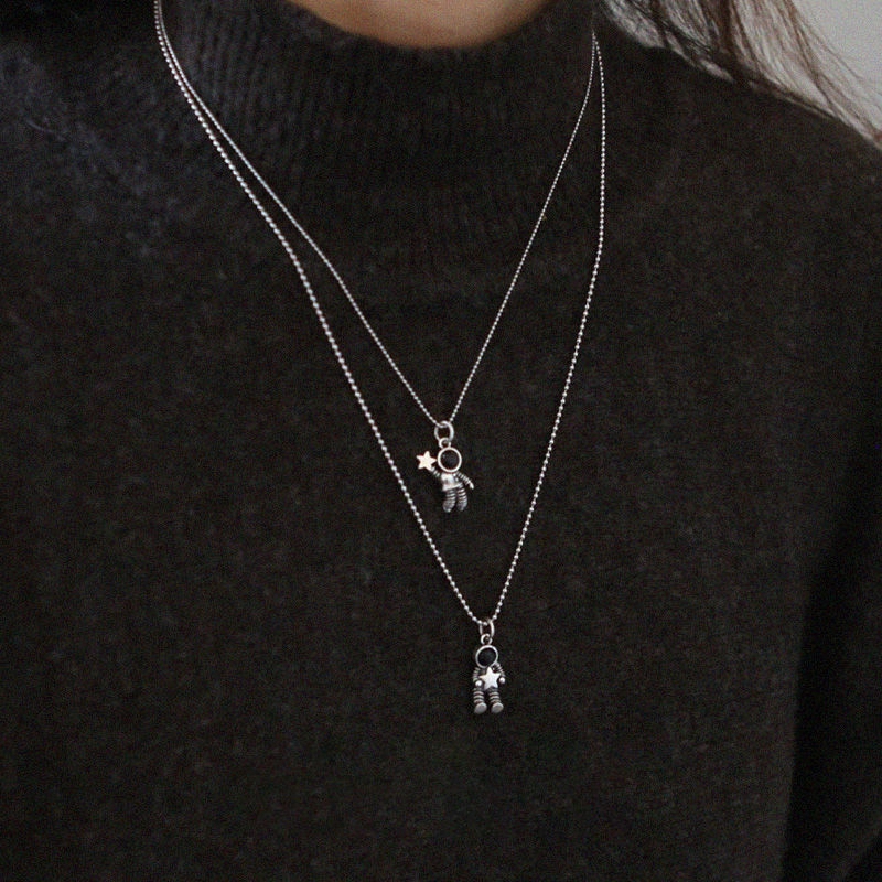 Dây chuyền mặt họa tiết phi hành gia phong cách Hàn Quốc đáng yêu