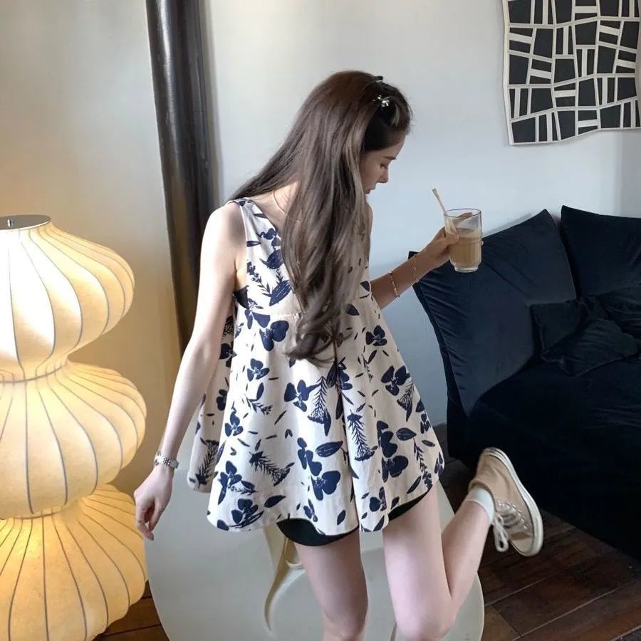 Đầm Không Tay Dáng Rộng Phong Cách Pháp Thời Trang Mùa Hè Cho Nữ