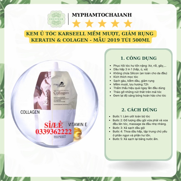 KARSEELL KEM Ủ TÓC KARSEELL MACA ESSENCE REPAIR COLLEGEN - Ủ TÓC KARSEELL - HẤP TÓC KARSEELL HŨ/TÚI 500ML