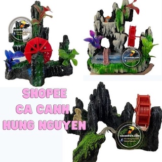 Mô hình núi thác nước quay , hòn non bộ phụ kiện trang trí bể cá