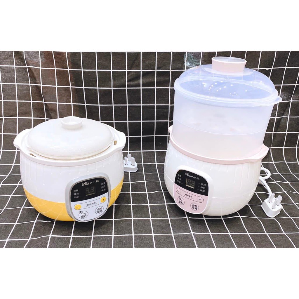 l? hàng nhanh (BẢN QUỐC TẾ) Nồi nấu cháo Bear 0.8l có lồng hấp BH 12 tháng
