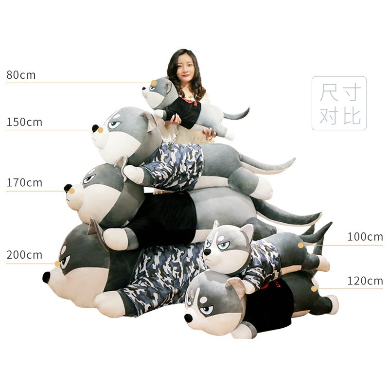 Gấu bông chó Husky ngáo- Thú nhồi bông chó siêu to kích thước 1m1-1m5-1m7 NEOCI