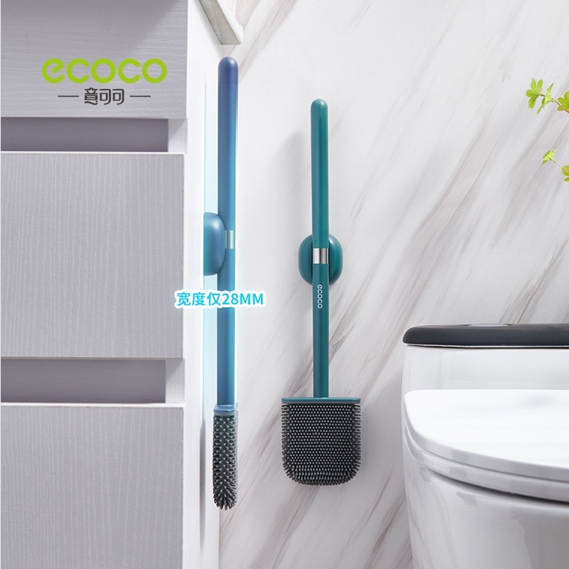 Cọ vệ sinh Silicon dẹt ECOCO mẫu mới treo hít từ tính, Chà cầu toilet nhà tắm tiết kiệm không gian