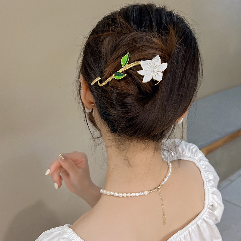 Kẹp tóc Haimeikang bằng kim loại phối hình dâu tây/ hoa thời trang dễ thương ngọt ngào