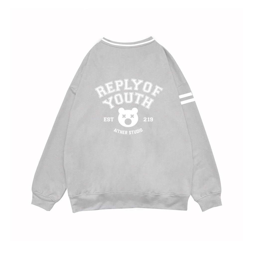 AITHER STUDIO Áo khoác Cardigan Bear thêu logo xù form rộng
