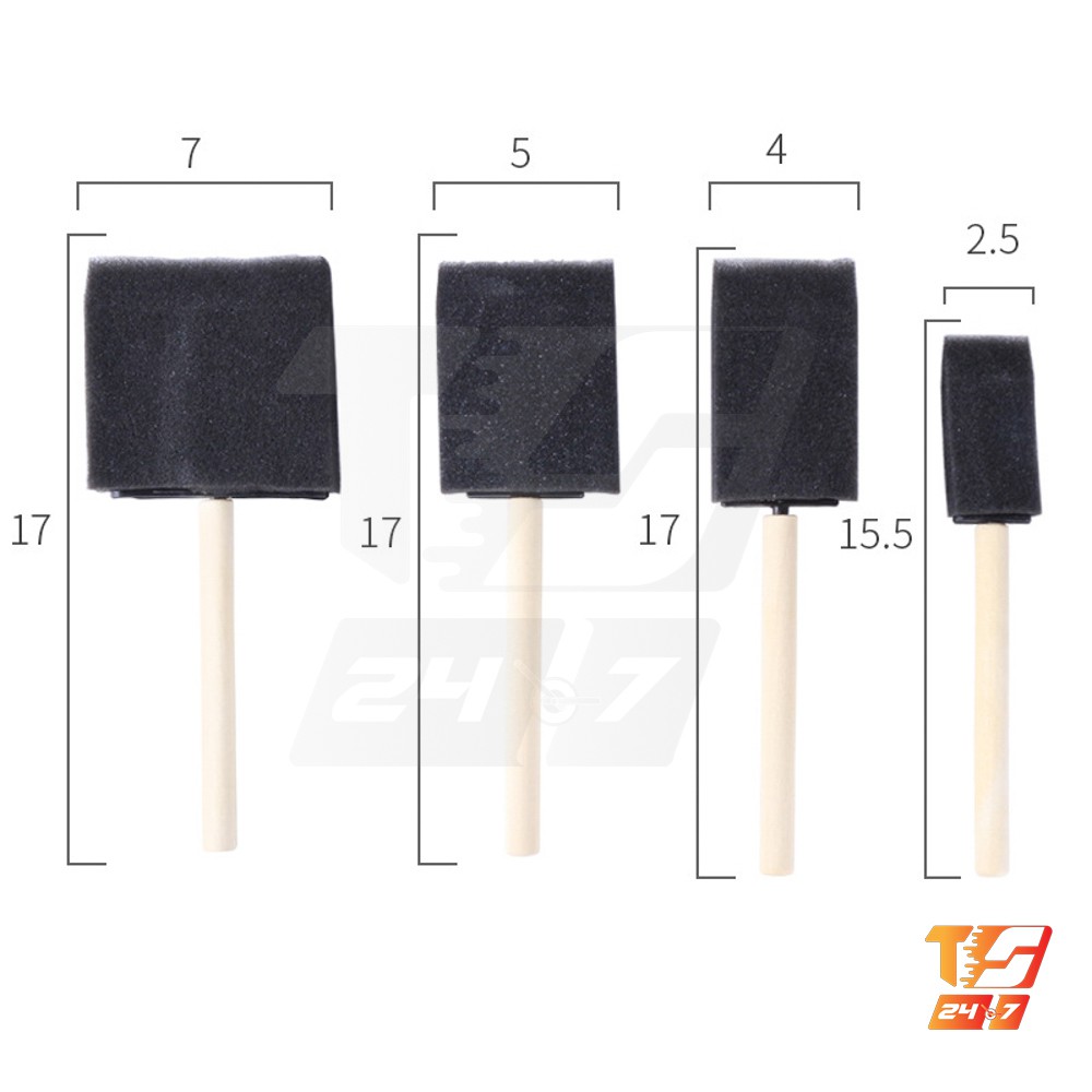 Bộ 4 Cây Cọ Bọt Biển (Foam Brush) Mút Xốp - Set Cọ Vẽ Màu Nước, Màu Acrylic Mỹ Thuật