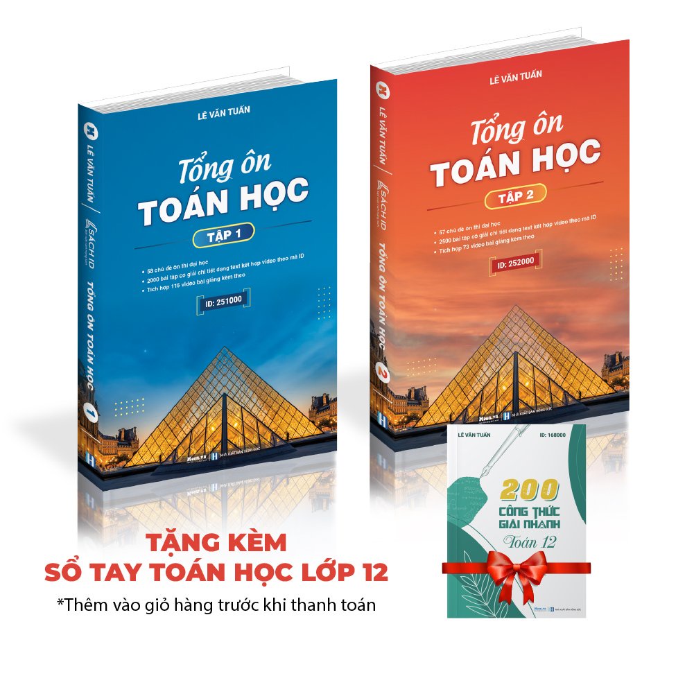 Combo 2 sách id tổng ôn toán học lớp 12 tự học luyện thi thpt quốc gia môn toán moonbook 2023.