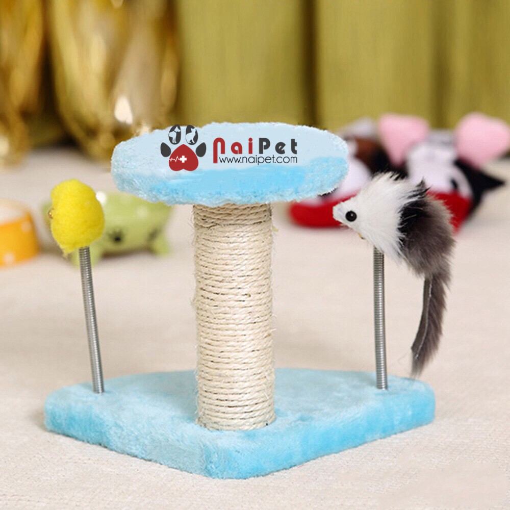 Đồ Chơi Trụ Cào Móng Kèm Chuột Và Bóng Bông Cho Mèo