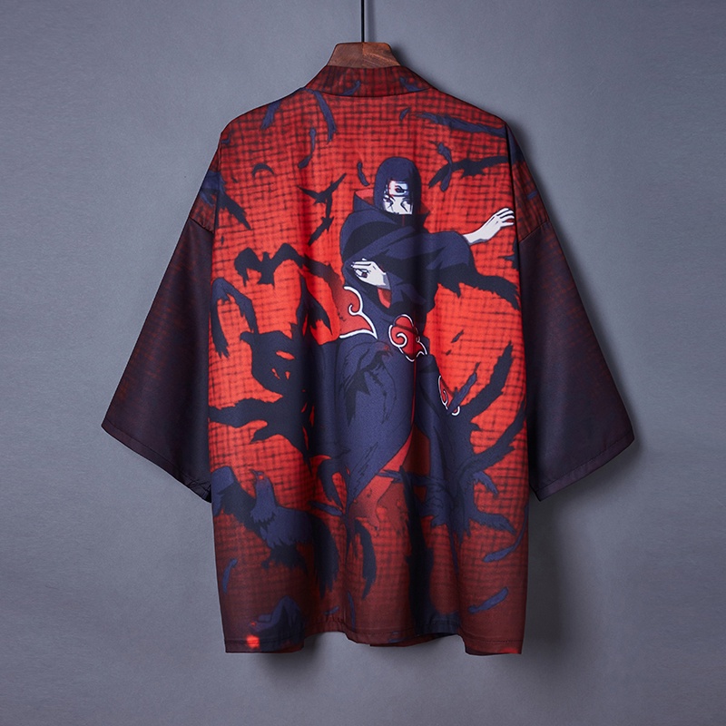Áo khoác kimono tay lửng chống nắng họa tiết phim hoạt hình Naruto phong cách Nhật Bản