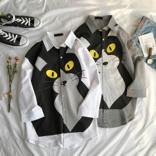[ORDER] Áo sơ mi nam ulzzang họa tiết in hình mèo