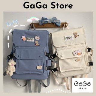 Balo ulzzang vải đi học. balo vải nữ. Balo vuông 2 nút difa