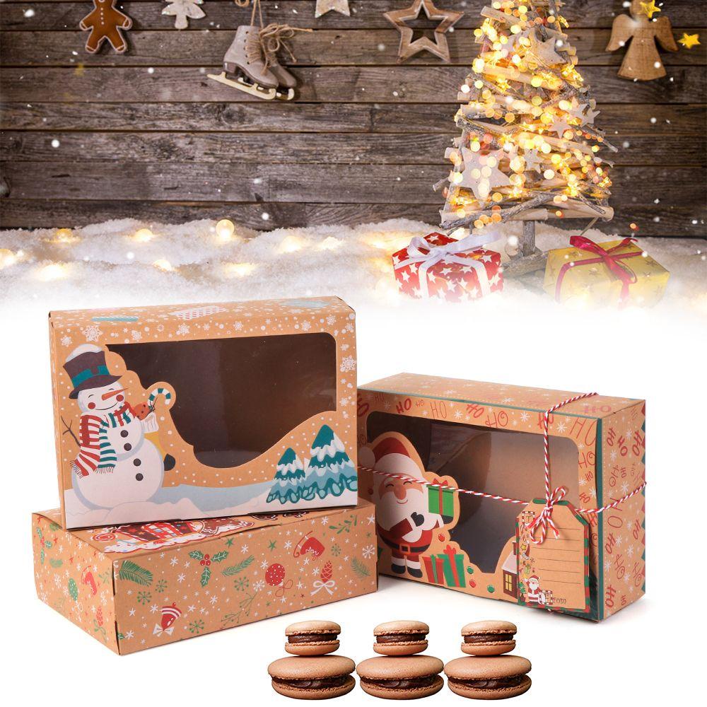 CHOOKEY Set 3 Hộp Giấy Đựng Bánh Kẹo Làm Quà Giáng Sinh