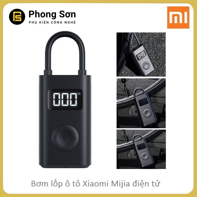 Máy bơm hơi cầm tay Xiaomi Mijia, bơm lốp oto, xe máy, xe đạp, bóng hơi, đèn LED, pin tích điện, (Bảo hành 06 Tháng )