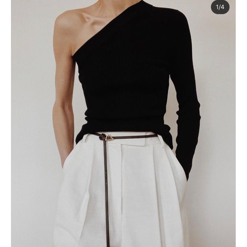 OFF WHITE Thắt Lưng Da Bò Khóa Tam Giác Thời Trang Nữ