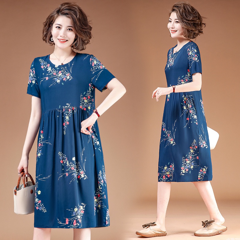 Đầm Vải Cotton Lụa Dành Cho Phụ Nữ Trung Niên 40-50 Tuổi