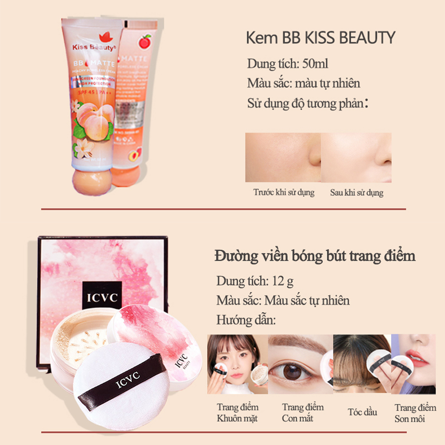 Bộ mỹ phẩm hoàn chỉnh KISS BEAUTY KB-12JT-C01