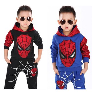 Bộ áo thun tay dài + quần dài họa tiết người nhện cá tính cho bé trai
