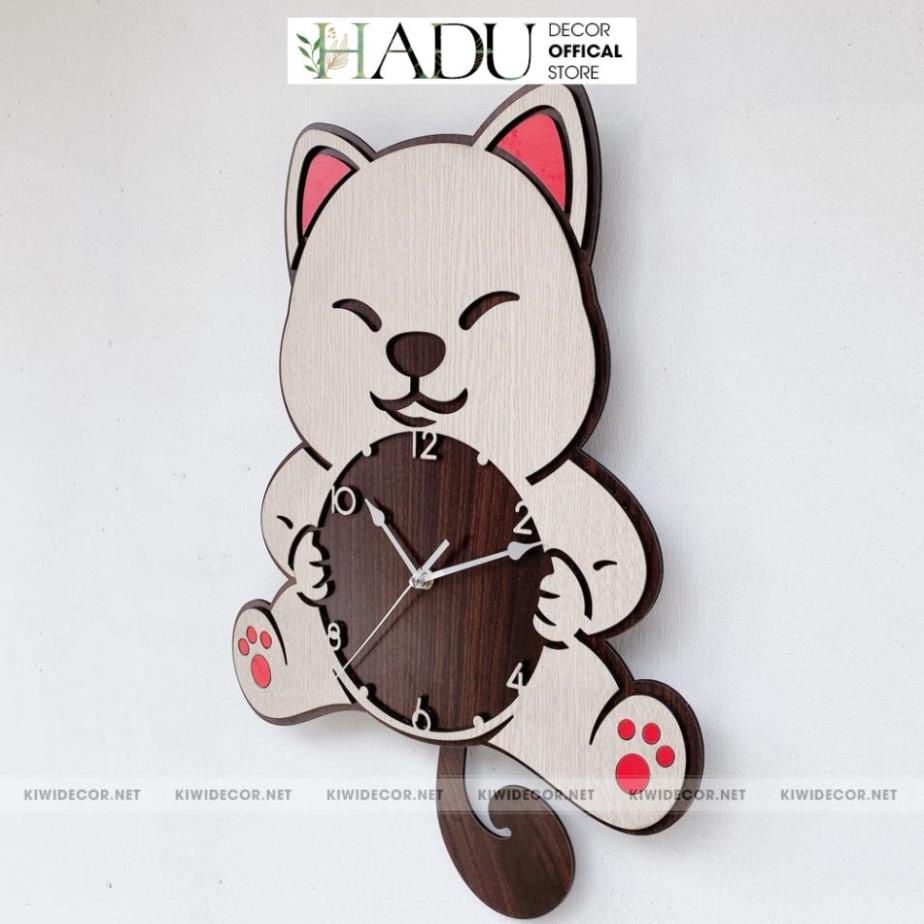 Đồng Hồ Treo Tường Gỗ Decor Chó Shiba, Dễ thương, Trang Trí Nhà Cửa, HomeStay - HaduDecor
