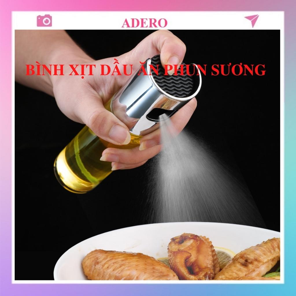 Bình xịt dầu ăn ADERO phun sương cho nồi chiên không dầu chai thủy tinh cao cấp 100ml AD23