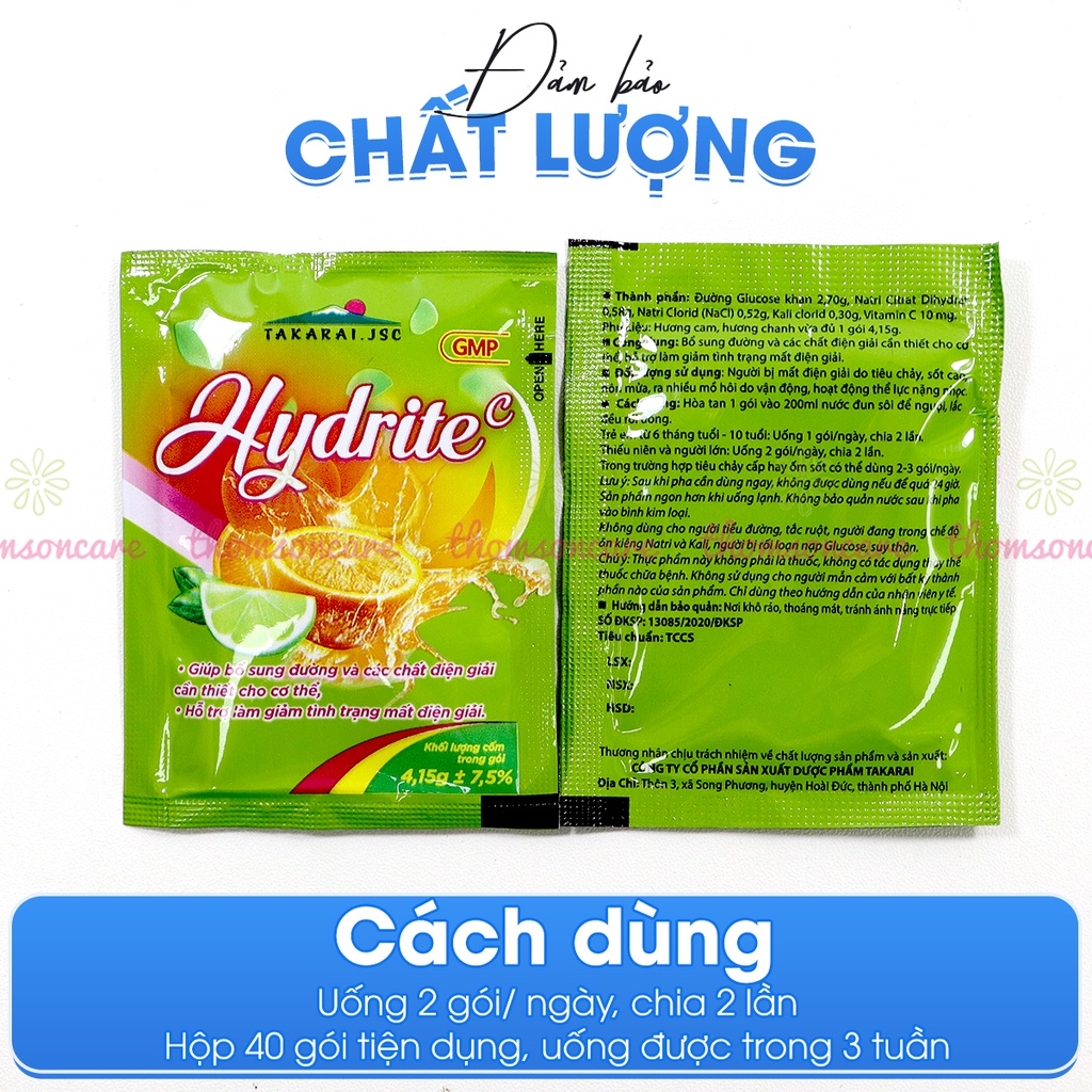 Bột Oresol Hdrite C bù nước và chất điện giải - dùng sau khi chơi thể thao, bị sốt, mất nước , giải khát Tarakai