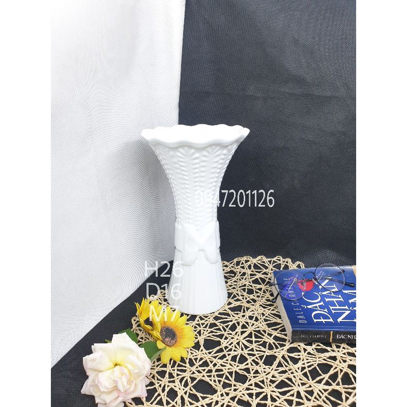 Lọ bình cắm hoa sứ màu trắng tinh khôi size to - 20 kiểu dáng khác nhau - Gốm sứ Bát tràng cao cấp