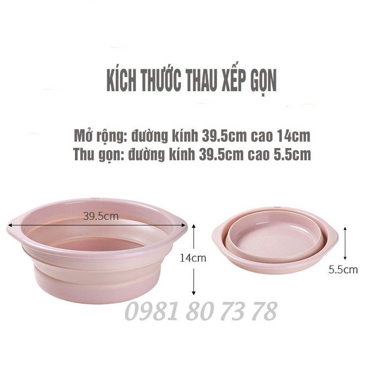 Thau Chậu Xếp Gọn 5cm Loại Lớn Rộng (36cm), Thau Rửa Củ Quả Xếp Gọn, Thau Silicon Xếp Gọn Cao Cấp Loại Dày