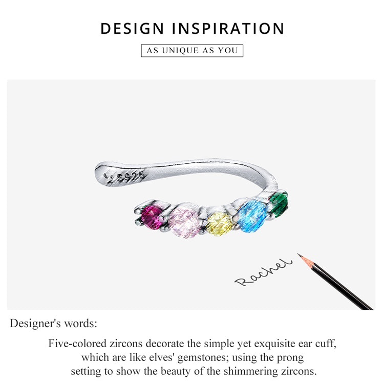 Chiếc Khuyên Kẹp Vành Tai Bamoer Sce1250 Bạc Silver 925 Đính Đá Zircon Màu Cầu Vồng Làm Quà Tặng Cho Nữ Đi Tiệc