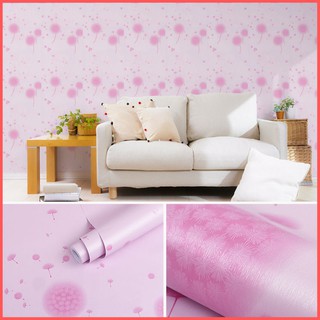 Giấy dán tường bồ công anh hồng lãng mạn có keo sẵn khổ rộng 45cm, decal giấy dán tường màu hồng dễ thương - Lala Mart