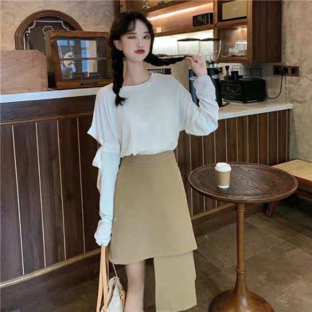 Chân váy Umi lệch tầng, chân váy 2 vạt tà cao thấp độc đáo trong bộ sưu tập chân váy chữ A thời trang