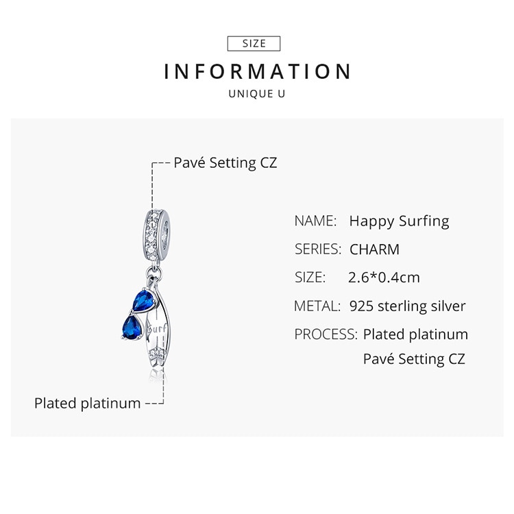 Charm xỏ Bamoer BSC263 DIY vòng đeo tay / mặt dây chuyền bạc 925