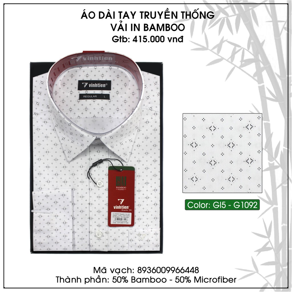 Áo Sơ Mi Họa Tiết Dài Tay Bamboo Classic 415 Vĩnh Tiến | BigBuy360 - bigbuy360.vn