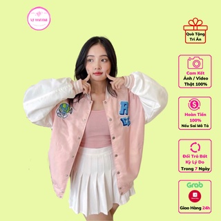 Áo Khoác Bomber Hồng Hình Trái Đất Biết Đi Chất Nỉ Ngoại [ẢNH THẬT+VIDEO]