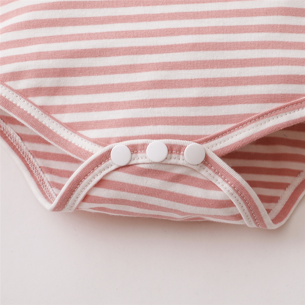 Áo liền quần Mikrdoo vải cotton tay ngắn kẻ sọc dễ thương cho bé trai sơ sinh 0-18 tháng tuổi