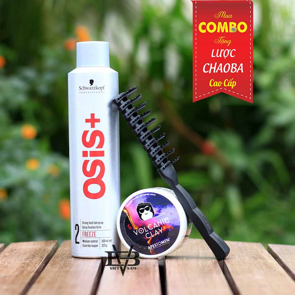 [CHÍNH HÃNG - BYVILAIN SHOP TPHCM] COMBO Gôm Osis+ 2 Freeze Finish 300ml + Sáp vuốt tóc Volcanic Clay 80ml + Tặng lược 