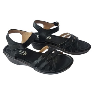 Giày sandal đế xuồng nữ da bò BIGGBEN HKD072