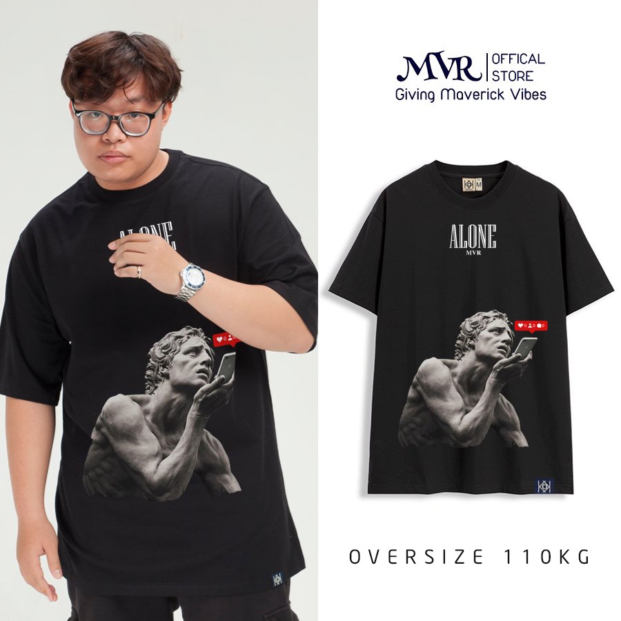 Áo unisex phông thun Cotton tượng đá cô đơn alone trên mạng xã hội localbrand MVR KK3756