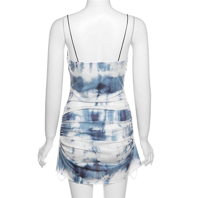 Đầm dây rút nhuộm màu loang thời trang mùa hè quyến rũ cho nữ