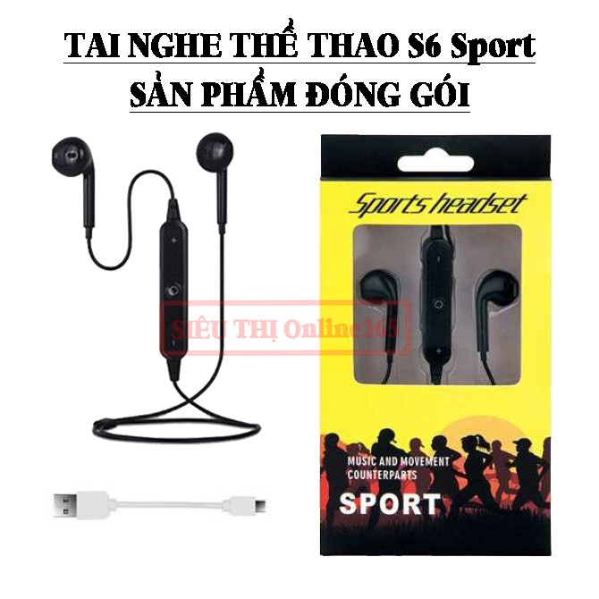 Tai Nghe Bluetooth Không Dây S6 Thể Thao Sport