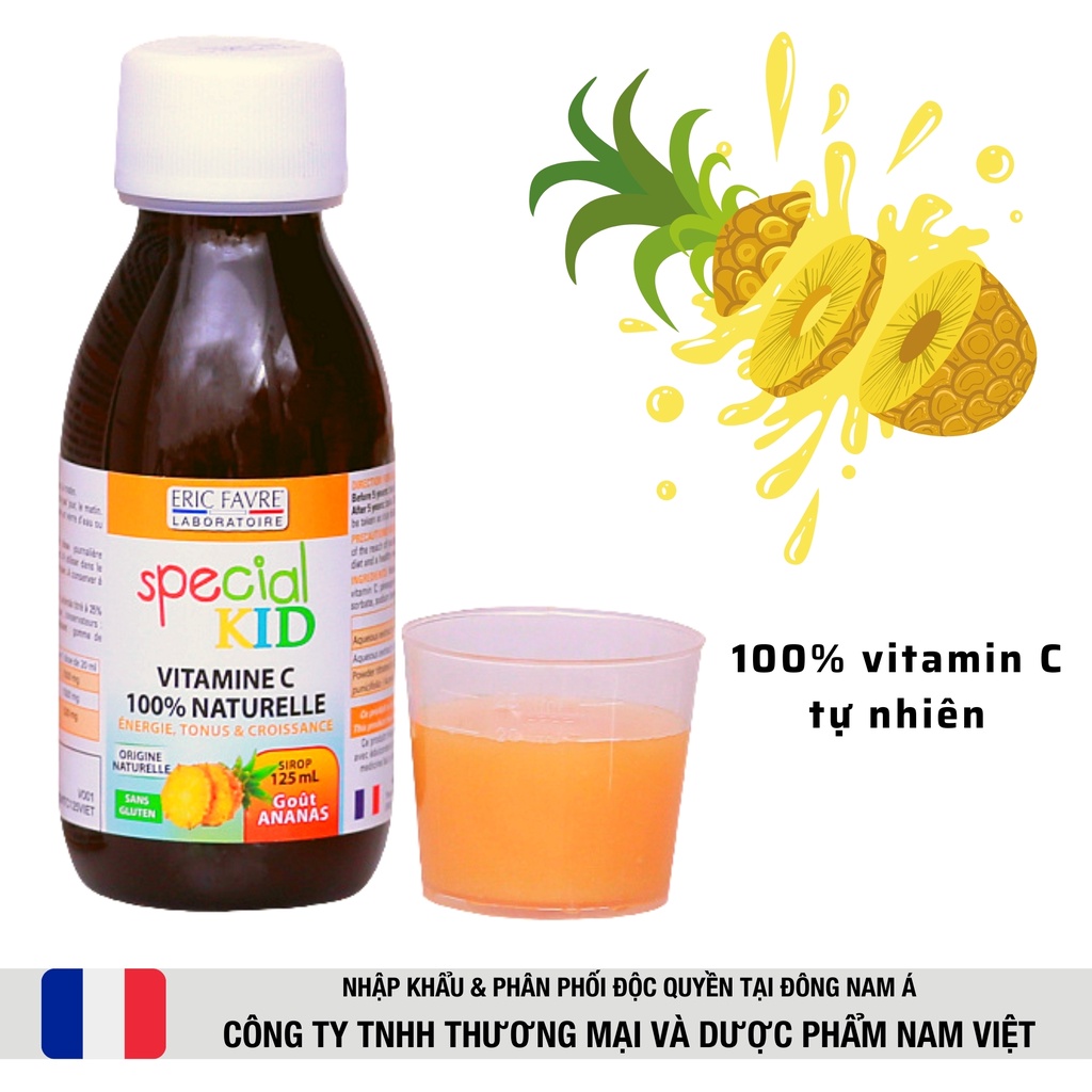 Siro bổ sung Vitamine C hữu cơ tự nhiên, tăng cường sức đề kháng - Special Kid Vitamine C 100% Naturelle - 125ml [Pháp]